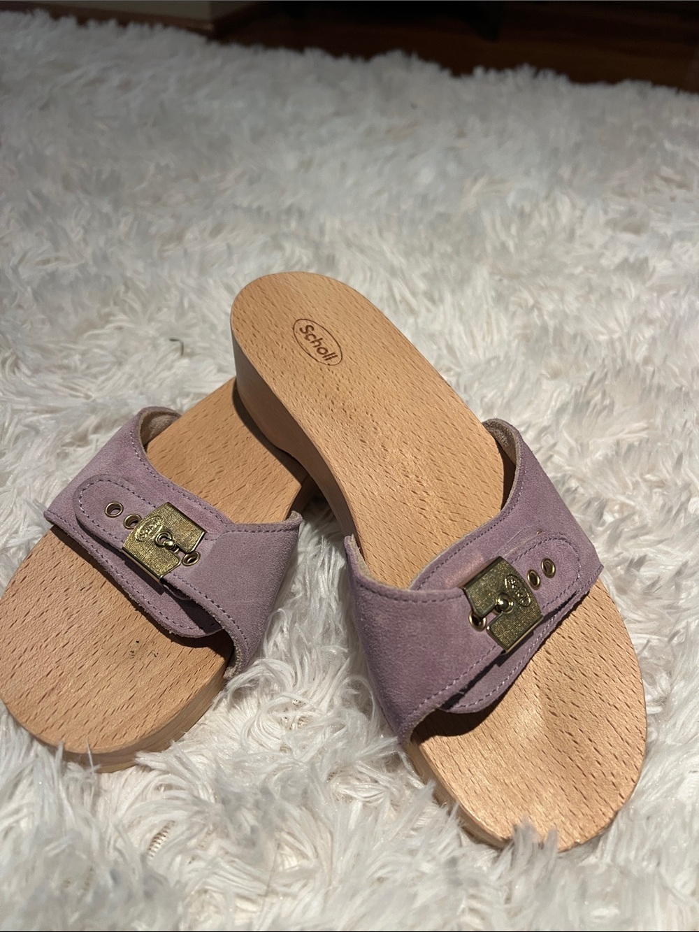Lilac Suede Scholl Pescura Sandals 7/7.5 new